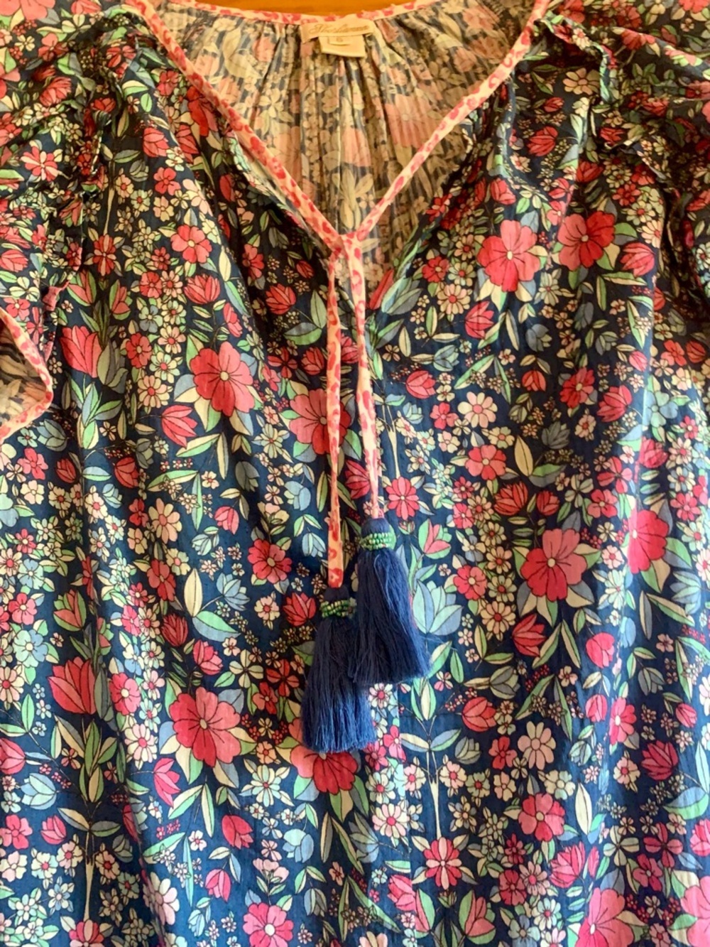 SHOSHANNA FLORAL COTTON DRESS SIZE  6 BLUE PINK Orig. $315.